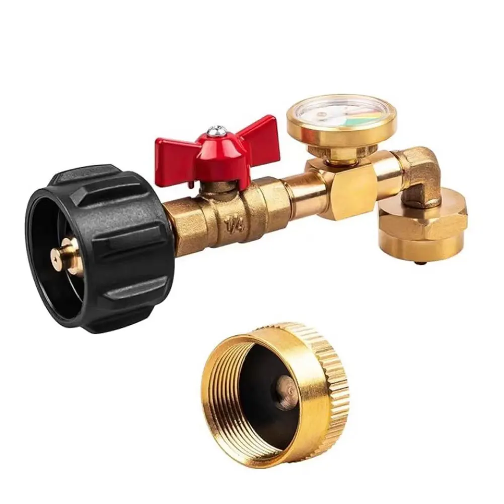 QCC1 Адаптер локтя для заправки пропана с манометром и регулирующим клапаном