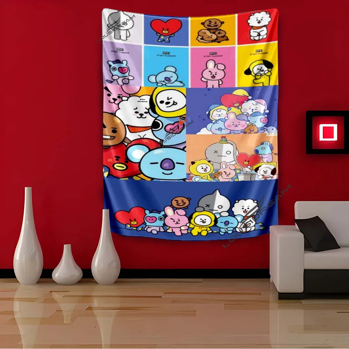 

Корейский стандартный настенный пляжный коврик BT21, палатка для кемпинга, туристический матрас, подходит для взрослых и детей, гобелен со зв...