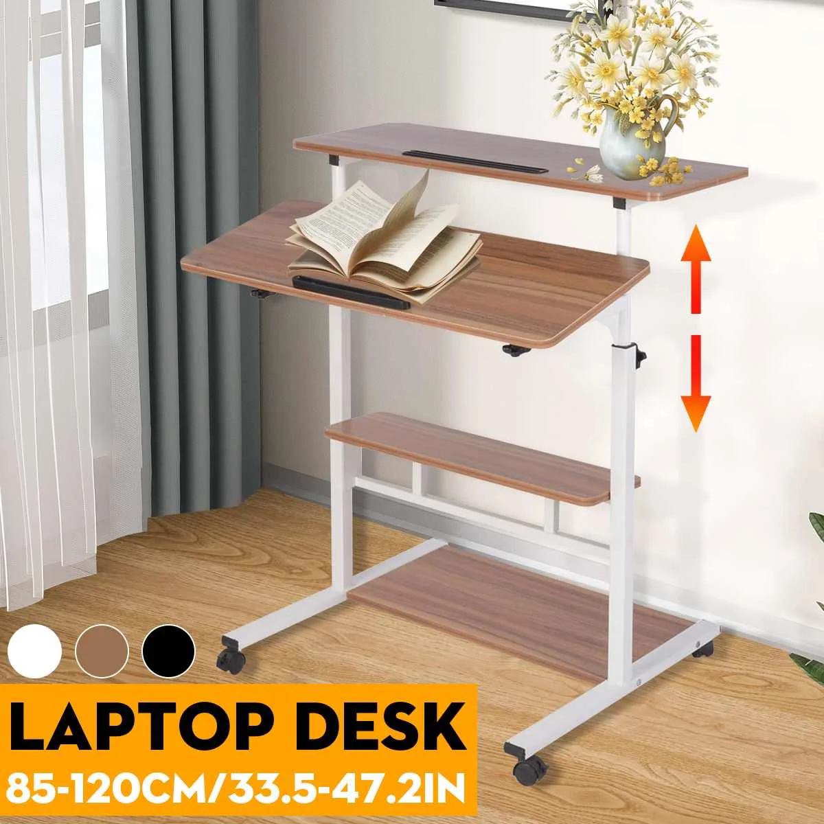 

Computer Desk Double Tabletops Folding Movable Table Adjustable Bedside Table Sofa Table Bedroom Balcony Table Large Desk HY