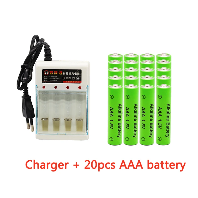 

Batterie alcaline 1.5V AAA 2100mAh, 1.5V, rechargeable, pour télécommande, jouet, lumière, prise ue, chargeur