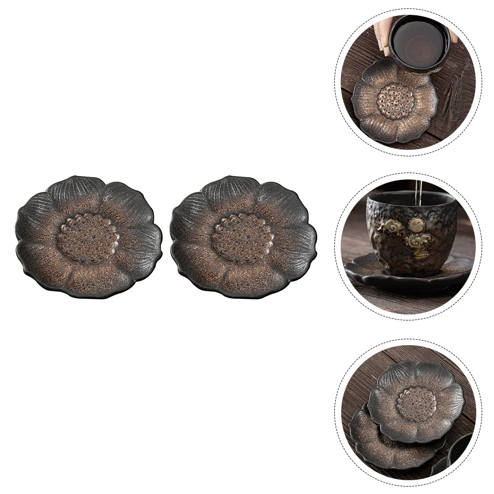 

2PCS Ceramic Teacup Tray Delicate Teacup Mat Household Cup Tray