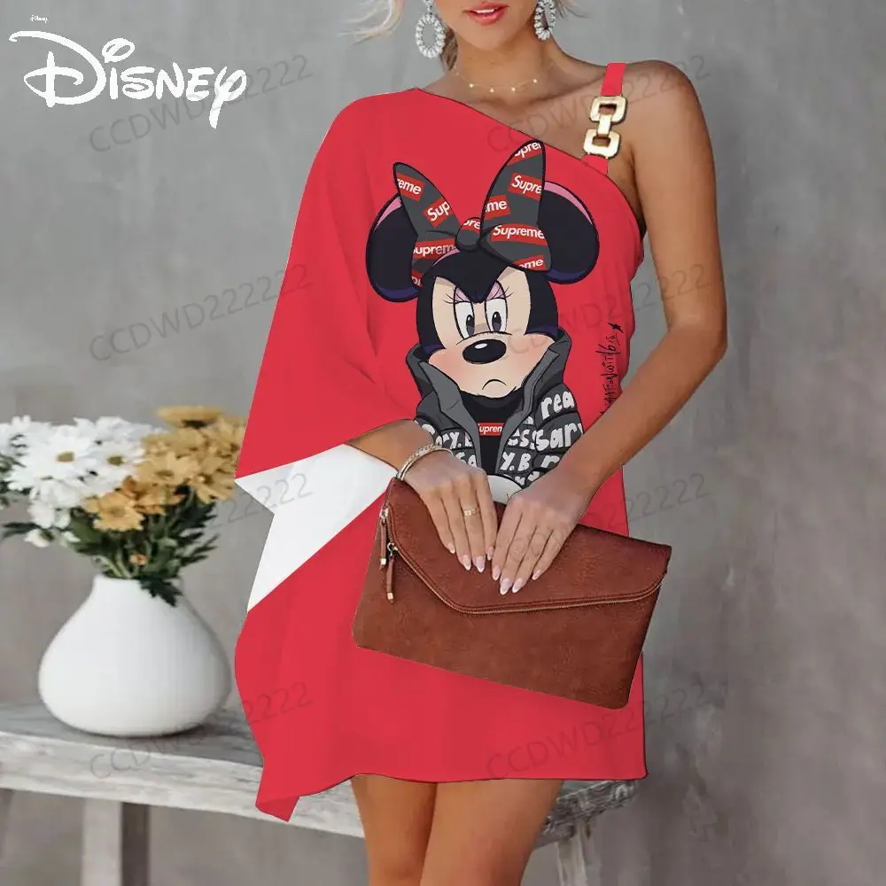 Luxury Party Dress Prom Dresses 2023 Disney Mickey Minnie Mouse One-Shoulder Diagonal Collar Elegant Women Evening Sexy Collar