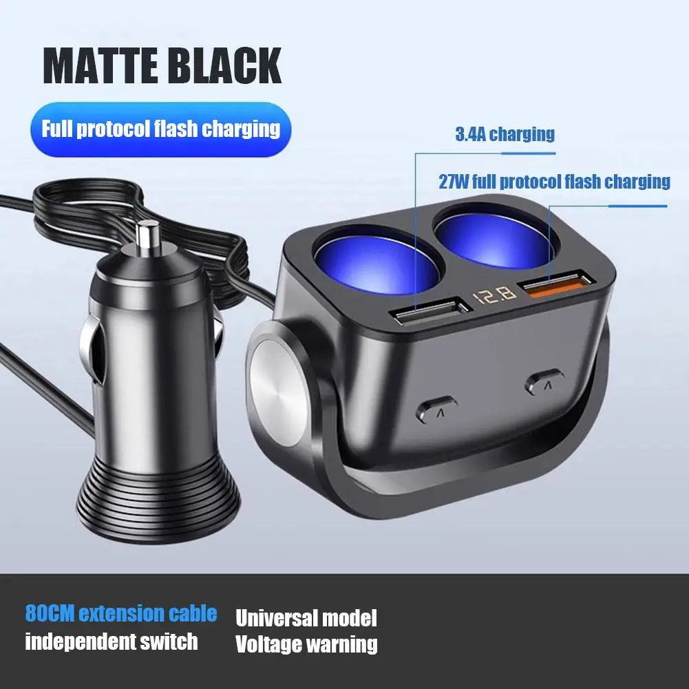 

Car Cigarette Lighter Splitter Socket 12V 24V Car Outlet Charging USB QC 3.0 Adapter With Switches Dual Adapter Fast J6M5