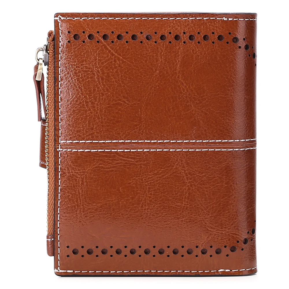 Vintage Women Wallet RFID Anti-theft Leather Wallets For Women Short Zipper Large Ladies Clutch Bag Female Purse Card Holder