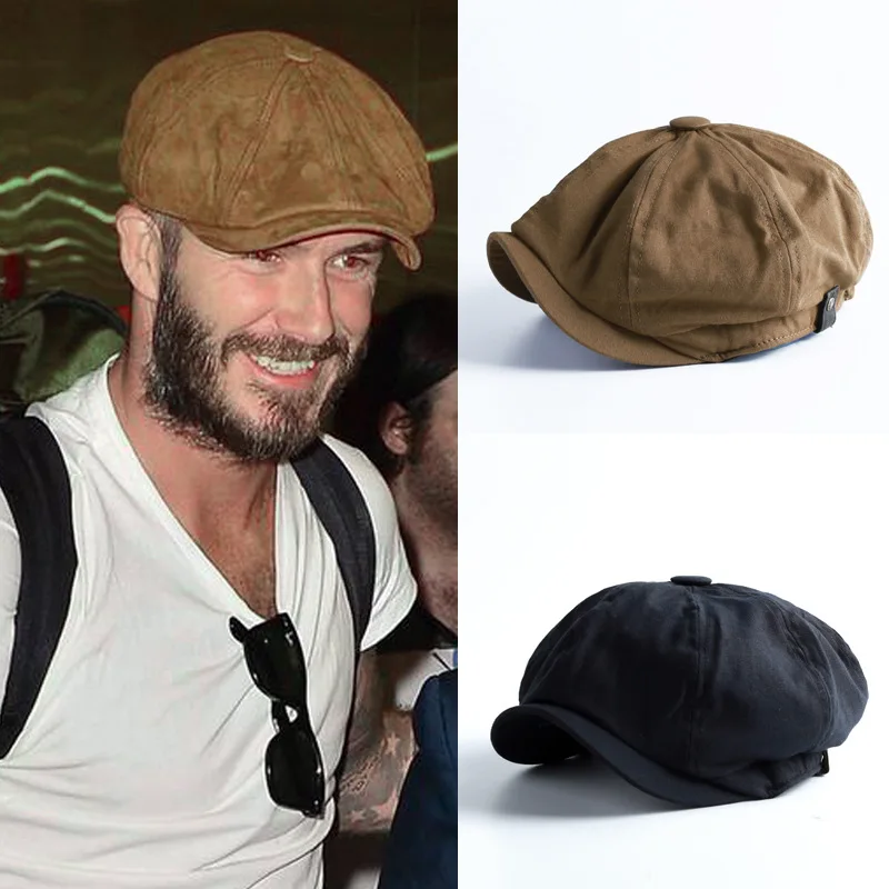British style newspaper children's hat Men's cotton hat Beckham khaki men's spring and summer vintage new octagonal flat hat