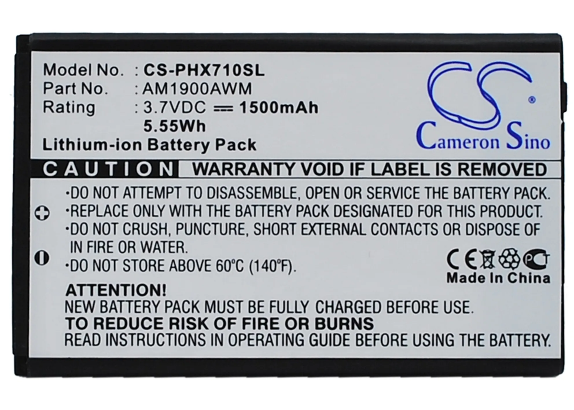 

Высококачественный аккумулятор Cameron Sino 1500 мАч AM1900AWM для Philips Xenium X710