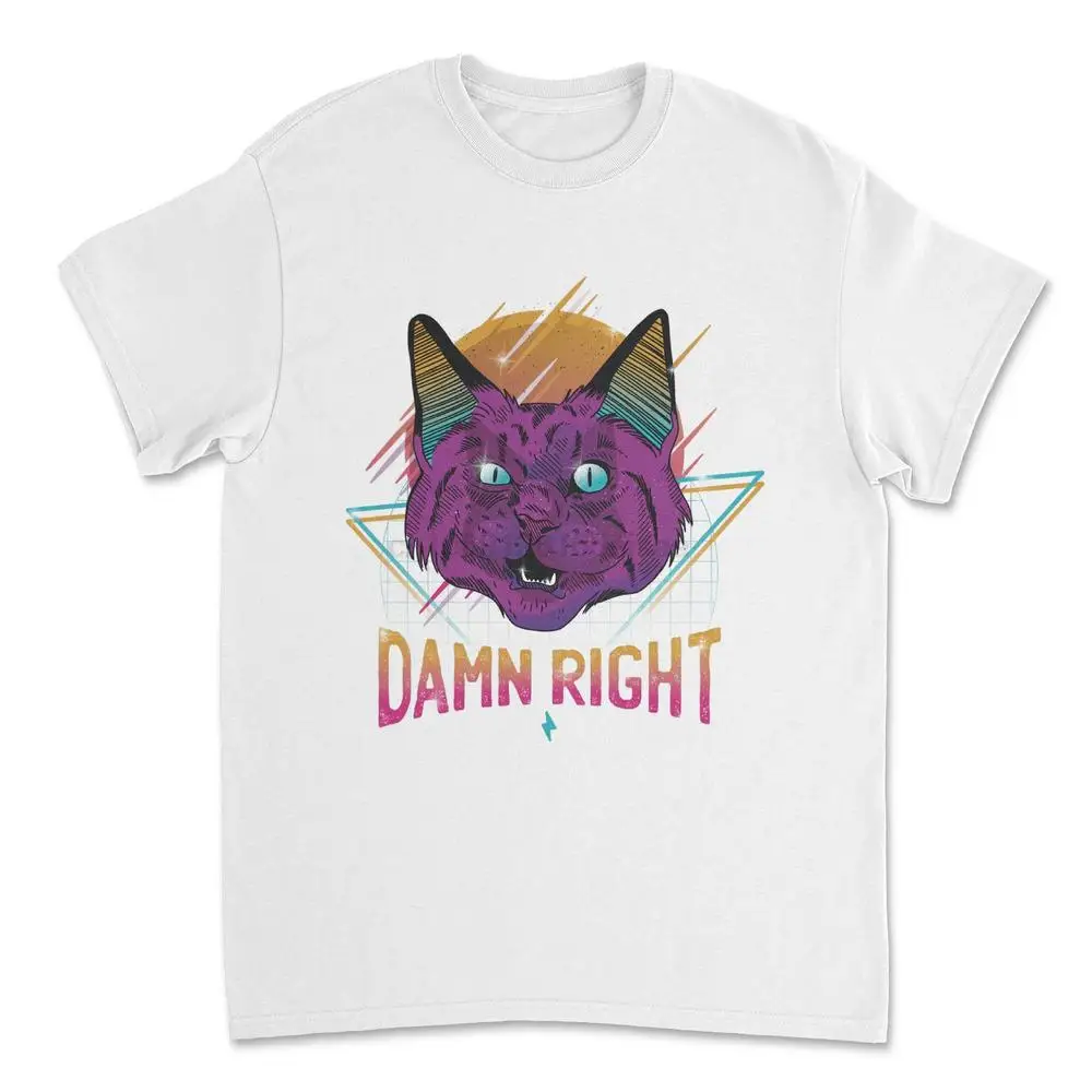 Черт возьми!-Футболка-Ретро волнистый Кот крутой красочный |