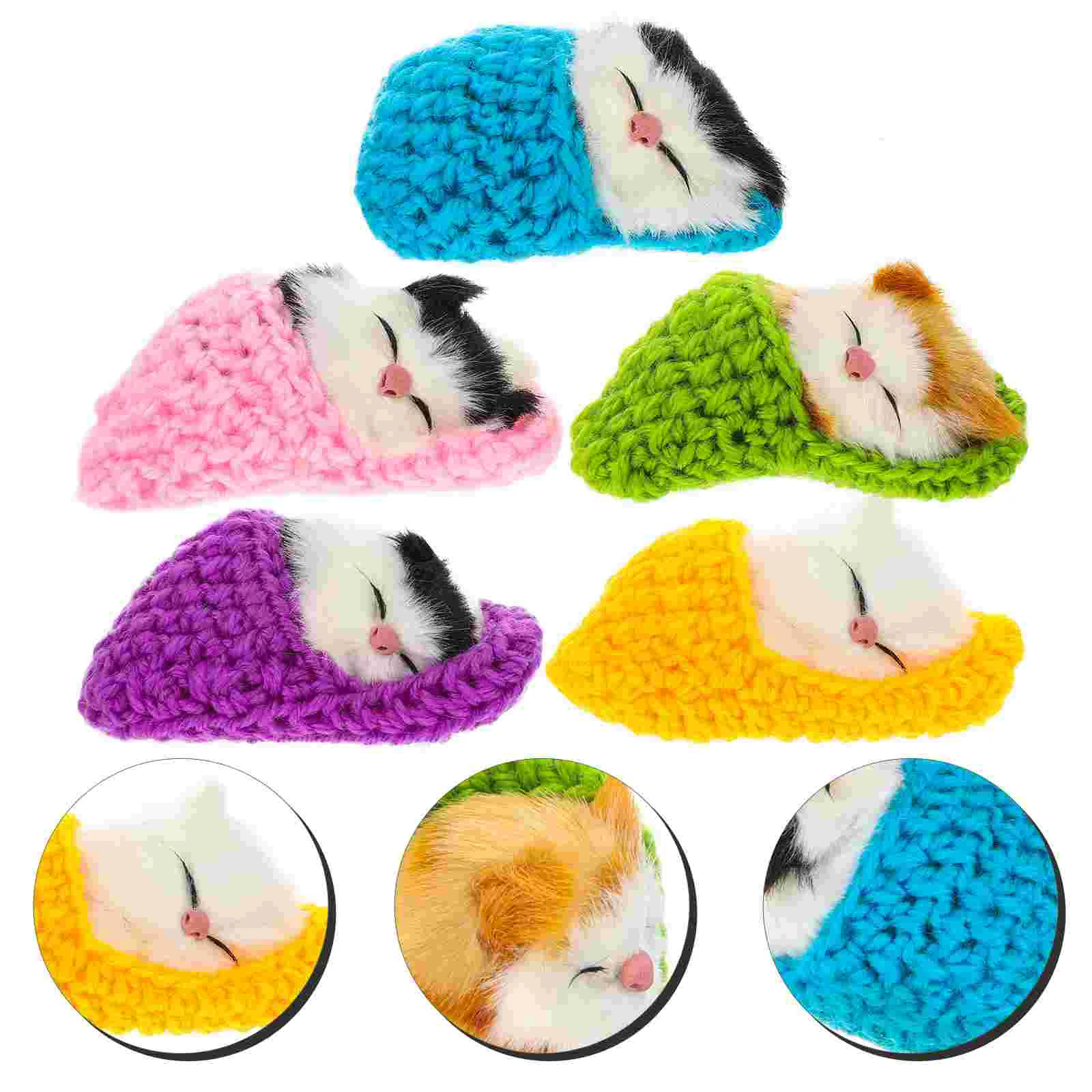 

5 Pcs Slipper Nap Cat Plush Toy Furry Animal Lifelike Decor Miniature Dolls Faux Wool Classroom Kids Child Toys