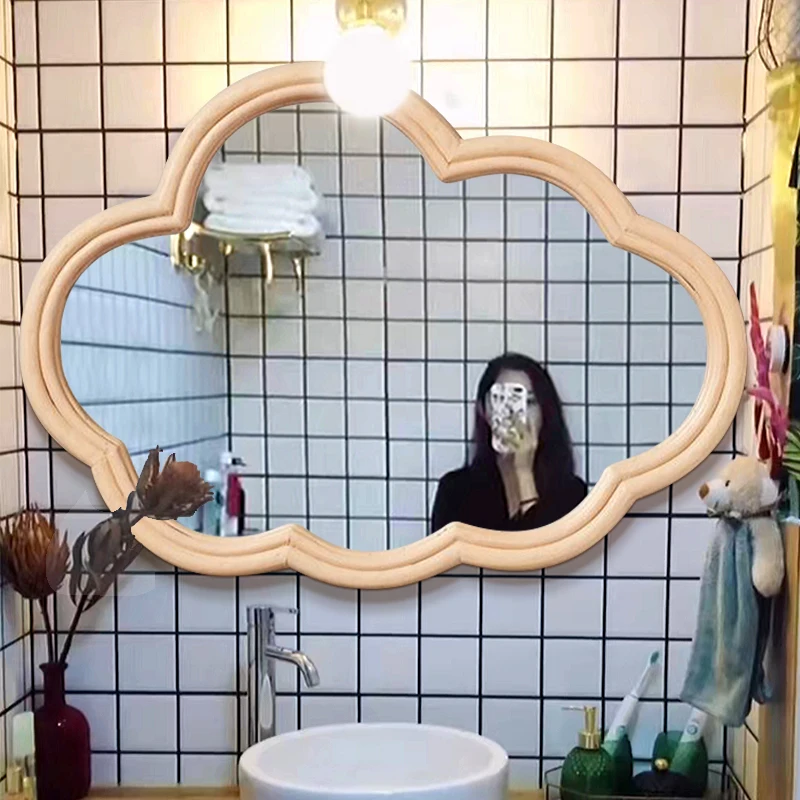 

Art Mirror Vanity Irregular Round Wall Hanging Bedroom Living Room Modern Girls Mirror Bathroom Makeup Espelho Room Decoration