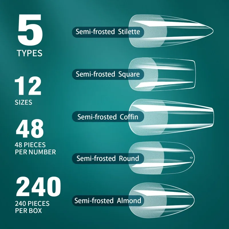 240 шт. мягкие гелевые типсы смешанной формы полное покрытие шпилька для гроба