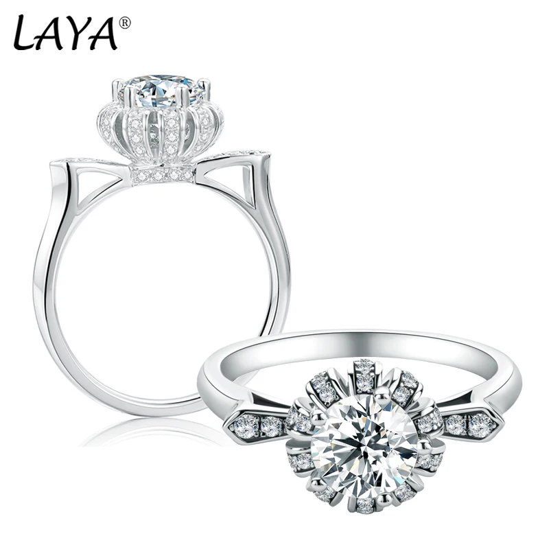 LAYA Real Moissanite Luxury Finger Ring 1 Carat Diamond Ring Women Fancy Wedding Rings Sterling Silver Jewelry Include Box