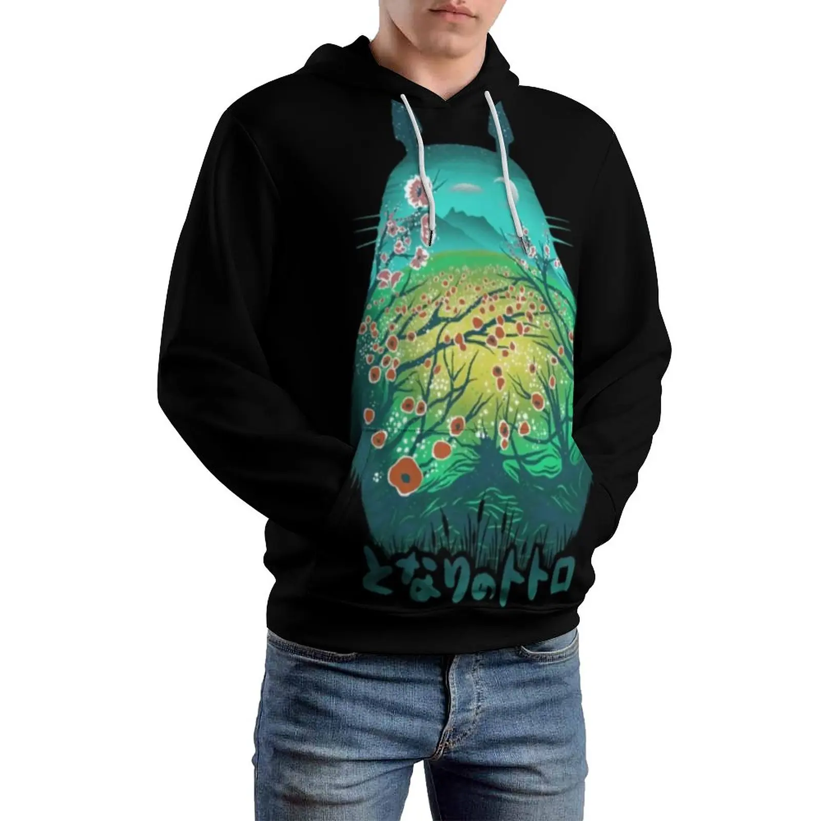 

Тоторо повседневные толстовки для мужчин с милым мультяшным принтом Классическая Осенняя Толстовка с длинным рукавом в стиле хип-хоп графи...