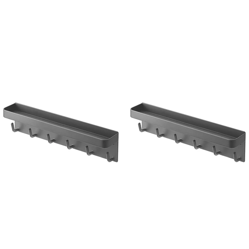 

Настенное крепление с 2 крючками и держатель для ключей для украшения на стену, органайзер для ключей для прихожей, прихожей, кухни, черный