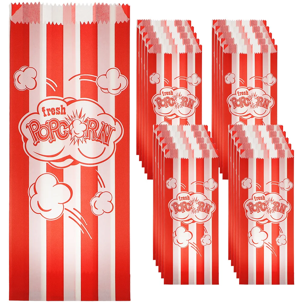 

100 Pcs Carnival Stripes Bags Snack Container Popcorn Cups Mini Food Containers Paper Snacks Bowl