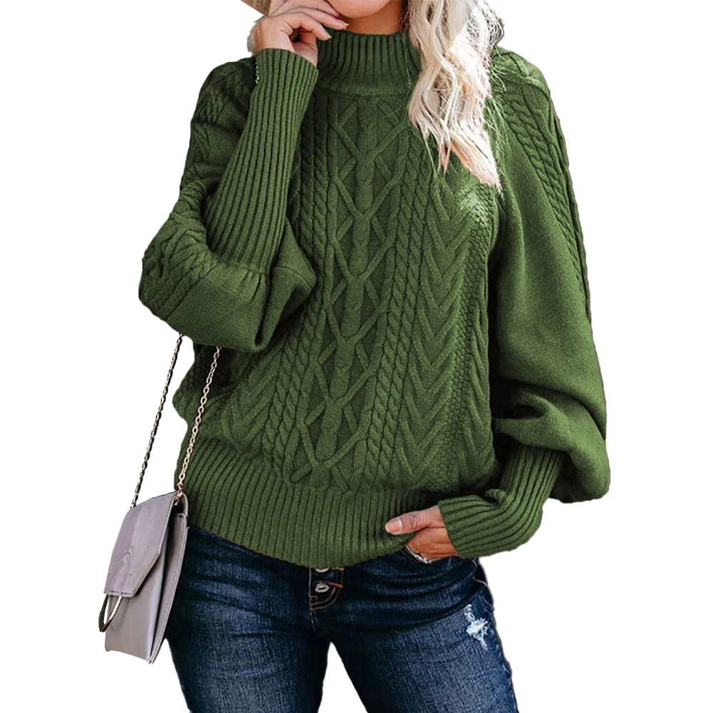

Female Pullover Sweater Daily Holiday Long Sleeve Navy Wine Red Acrylic Apricot ArmyGreen Black Ginger Khaki Comfy