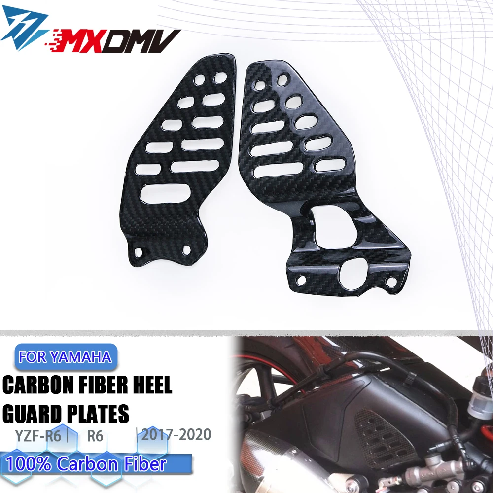 

YZF-R6 Carbon Fiber Footrest Heel Guard Plates For YAMAHA YZFR6 2015-2023 Motorcycle Foot Pegs Pedal Protector