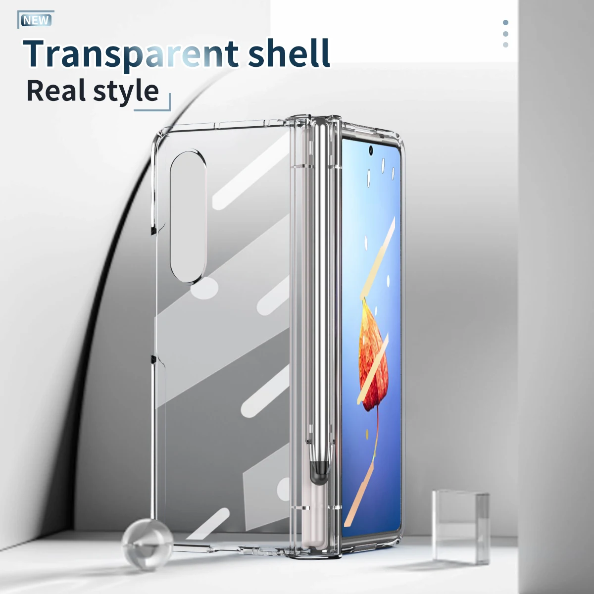 

Стильный прозрачный защитный чехол-держатель для ручек S для Samsung Galaxy Z, складывающаяся защитная пленка из закаленного стекла с 4 фотоэлемент...