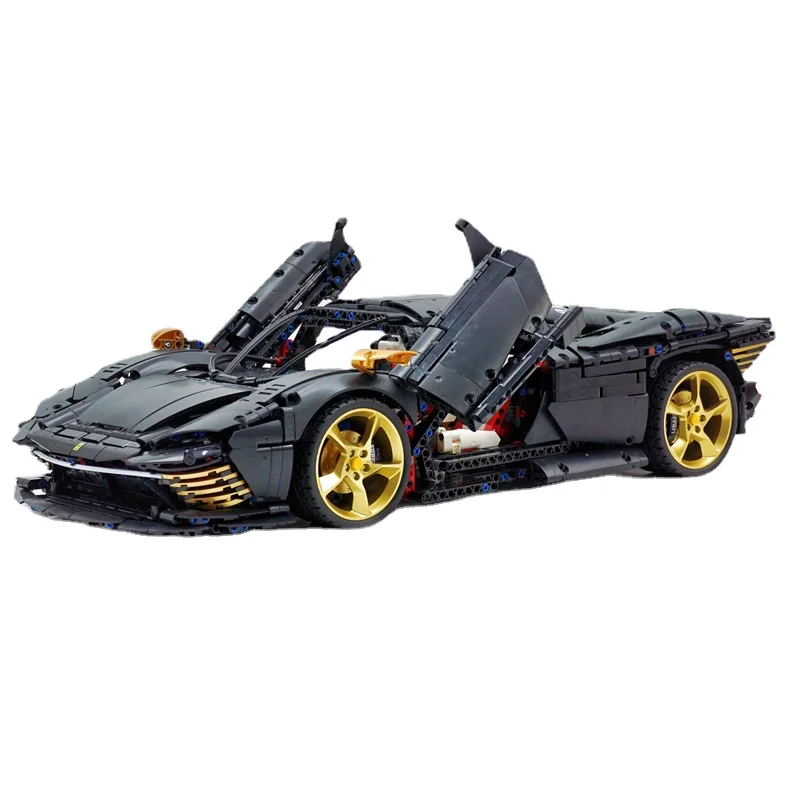 

MOC 42143 Black And Gold Ferrari Daytona SP3 Model Fit High Tech Supercar Building Block Children's Birthday Toy Gift