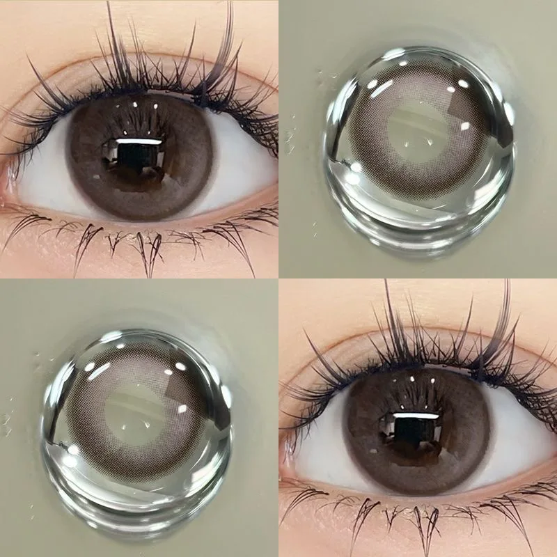 KSSEYE 2PCS Blue Colored Contact Circular Lenses Degree -0.00 to -8.00 Gray Eyes Beauty Pupil Brown Makeup Lens Free Shipping images - 6