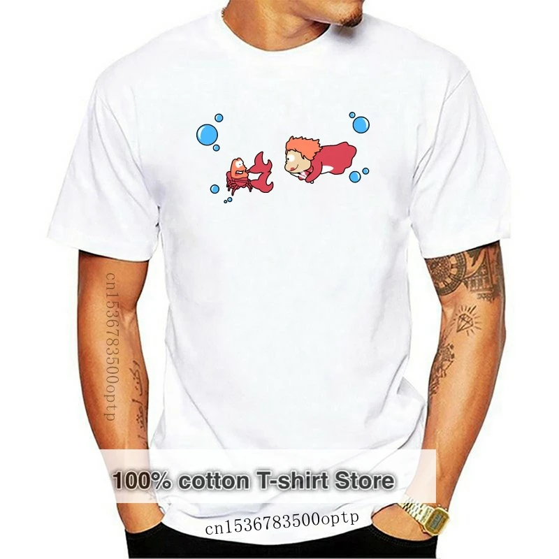 

Ponyo Hungry Ponyo t shirt Customize 100% cotton Crew Neck Basic Solid Interesting Building Spring Autumn Vintage shirt