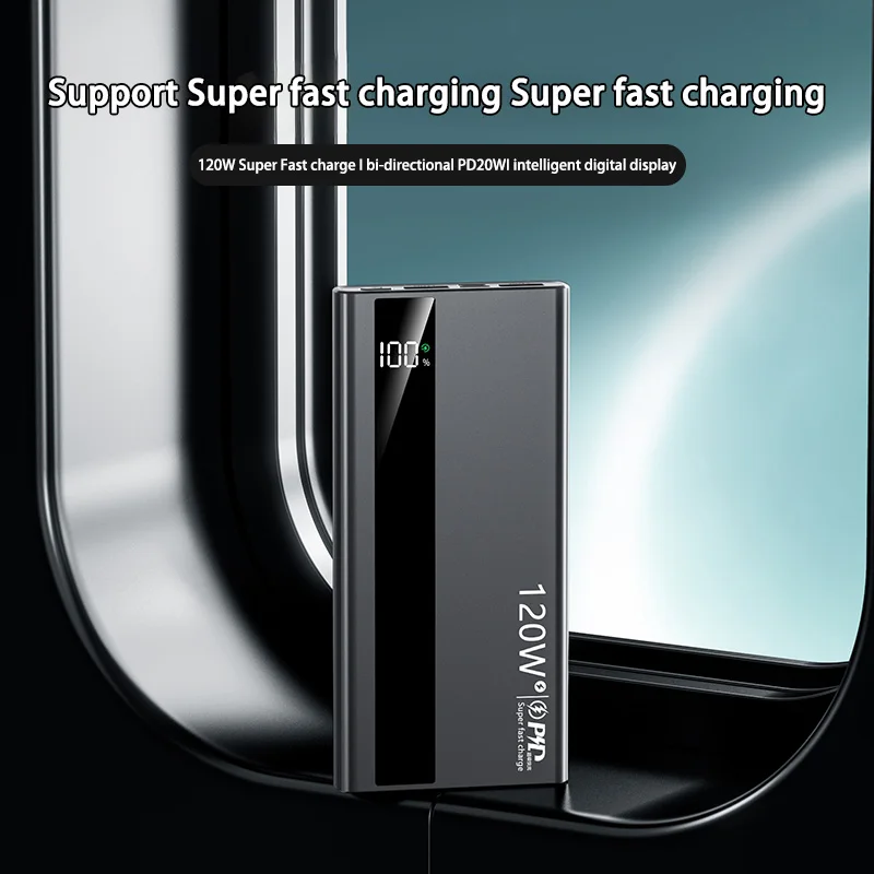 Power Bank со сверхбыстрой зарядкой мощностью 120 Вт 200000 Портативный внешний аккумулятор сверхбольшой емкости мАч со светодиодным цифровым дисплеем для Samsung Xiaomi (art.: 3920cafe8b992) - 3920cafe8b992