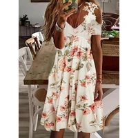 printed strapless lace short sleeved mini summer style dress fashion blouses 2022 cheap vintage clothes for women female