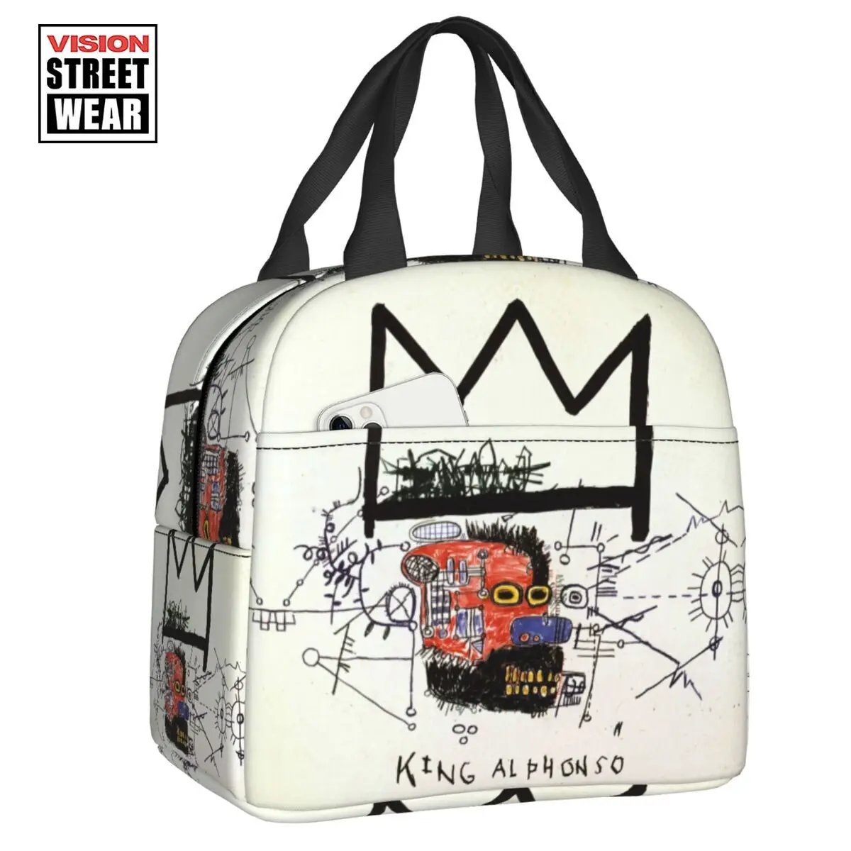 

2023 Новый King Alphonso Ланч-бокс водонепроницаемый Basquiats граффити термальный охладитель еды изолированный Ланч-бокс школьный детский студент