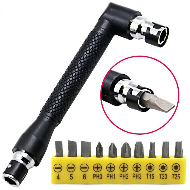 

Mini Socket Wrench 1/4" 6.35mm Screwdriver Bits Key Utility Tool And Screwdriver Bit Drill Dual Head L-shaped Set