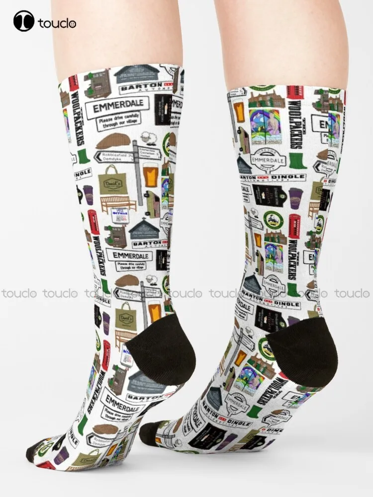 

Emmerdale Moodboard Socks Running Socks Street Skateboard Socks Harajuku Personalized Custom Unisex Adult Teen Youth Socks Retro
