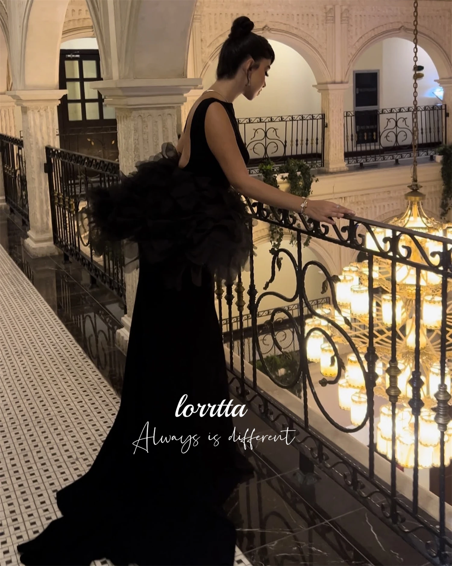 Фото Lorrtta Grace Fishtail Cut Backless Party Dress Черное вечернее вечернее платье Woman Robe Soiree De Luxe 2024 فساتين سهرة №5