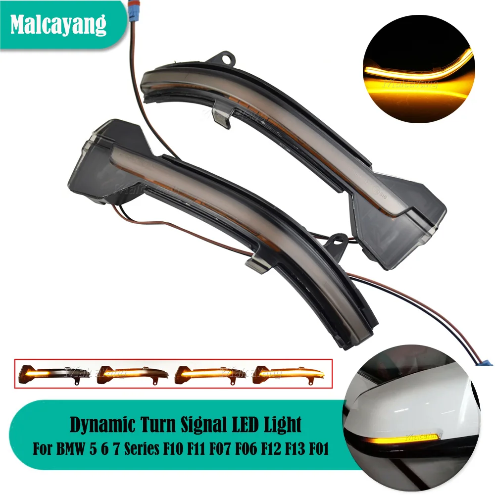 

For BMW 5 6 7 Series F10 F11 F07 F06 F12 F13 F01 2PCS Dynamic Blinker LED Turn Signal Light Flashing Rearview Mirror Indicator