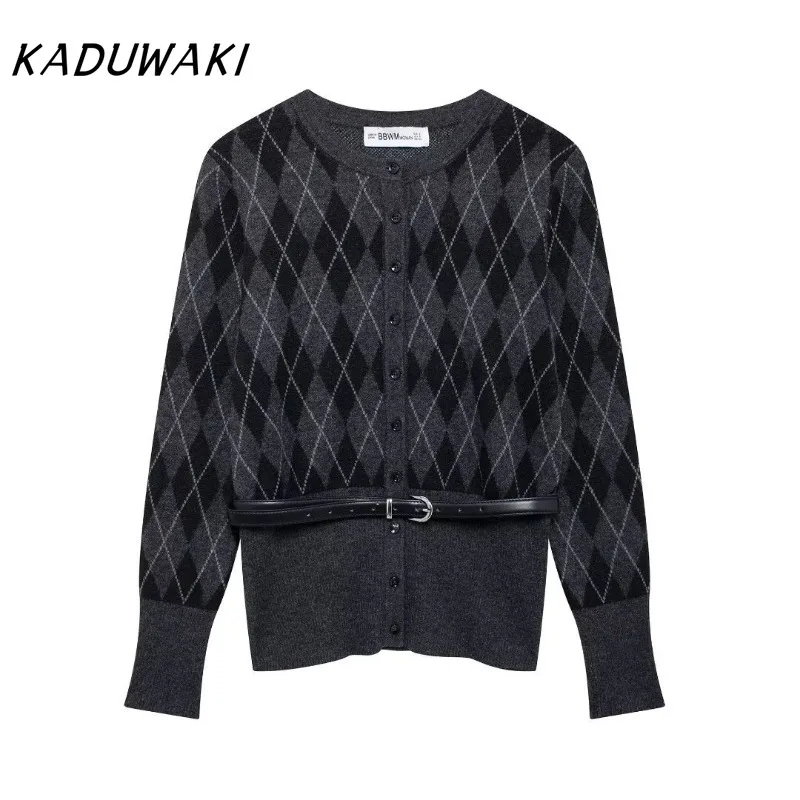 KADUWAK женский модный классический кардиган с круглым вырезом в виде птичьей