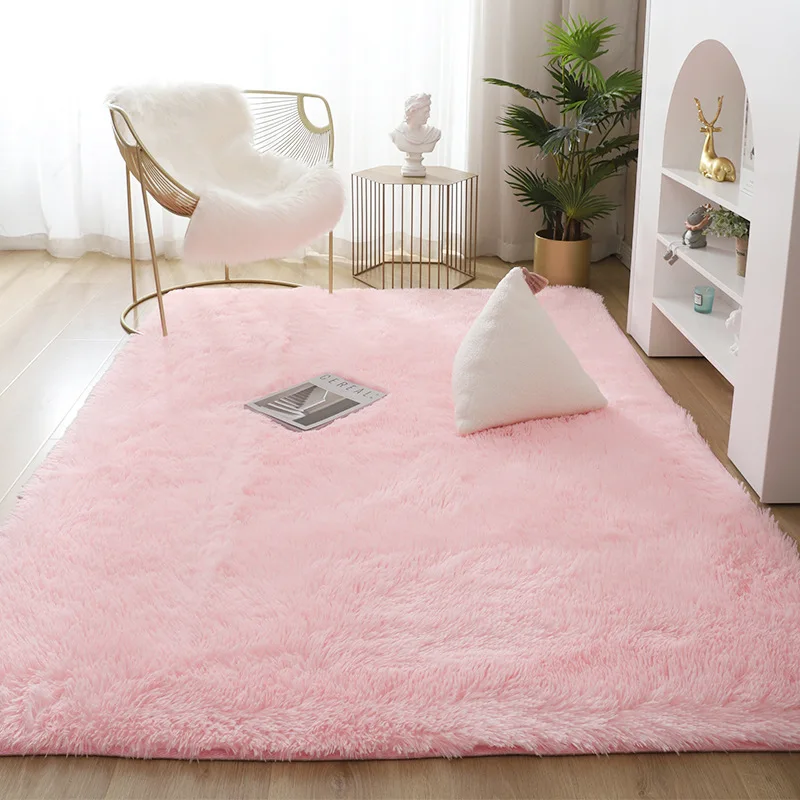 

Pink Carpet For Girls Shaggy Children's Floor Soft Mat Living Room Decoration Teen Doormat Nordic Red Fluffy Large Size Rugs