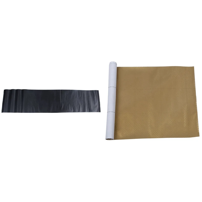 

2PCS DIY 30X127CM 3D Carbon Fiber Decal Vinyl Film Wrap Roll Adhesive Car Sticker Sheet, Black & Gold