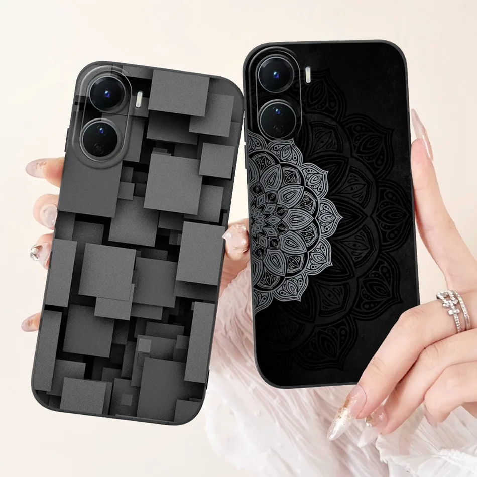 ДЛЯ Vivo Y16 Y56 элегантная печатная искусственная Мягкая силиконовая защитная