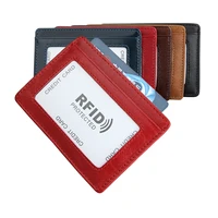 slim rfid credit id card holder genuine leather women men small wallets matte retro money case fashion mini travel coin purse