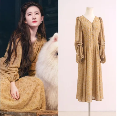 

XUAN PhD Tea Break French Skirt First Love French Small Fragrance Liu Yifei Floral Dress Female Spring 2023 New Long-sleeved