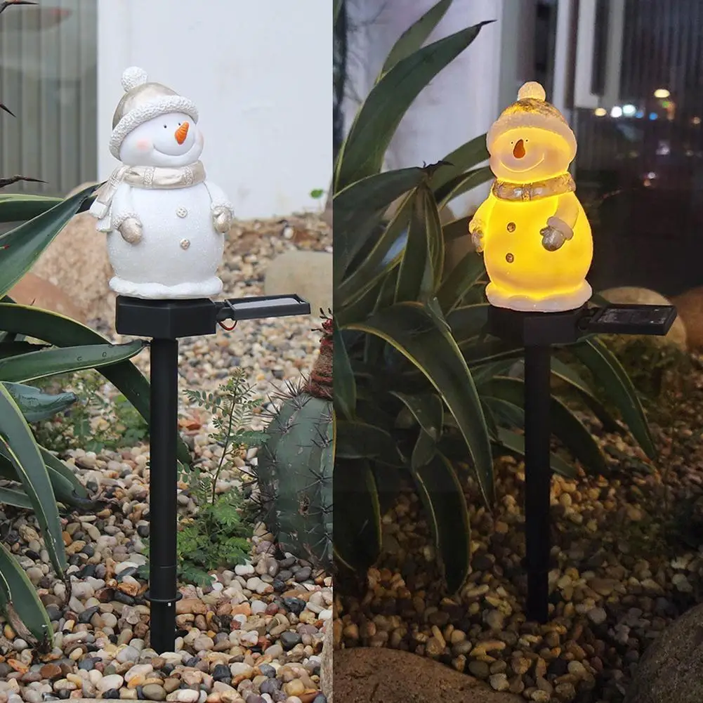 

Solar Resin Snowman Light Lawn Lamp Courtyard Garden Garden Landscape Lamp Lamp Decoration Light Ground Q1e0
