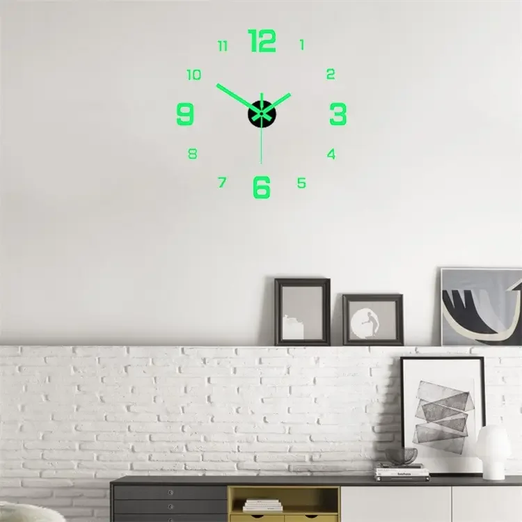 

Living Room Punch-Free Wall Sticker Clock Creative Simple Luminous Digital Clocks European Style DIY Silent Walls Clock Study
