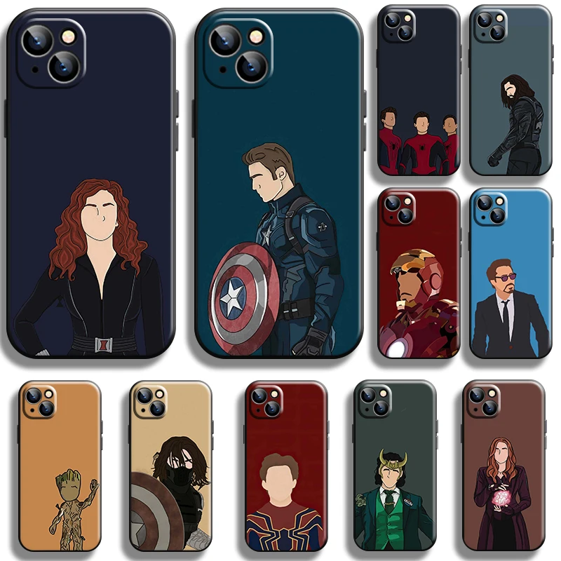 

Marvel Comics Avengers For iPhone 14 Max 13 12 11 Pro Mini X XR XS Max SE 7 8 Plus Phone Case Carcasa Soft Coque Cover