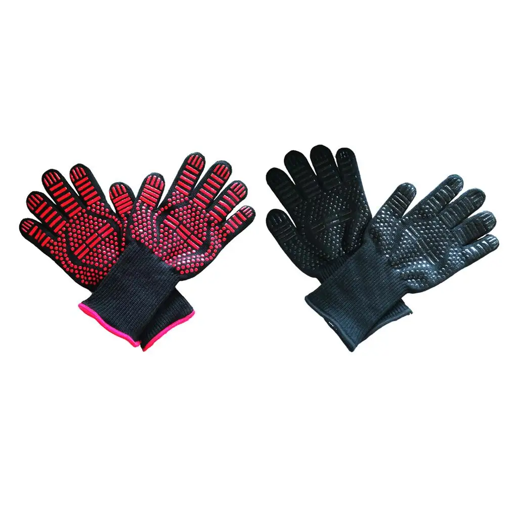 

2 Pcs 800 Degrees BBQ Gloves Barbecue Insulation Heat-Resistant Oven