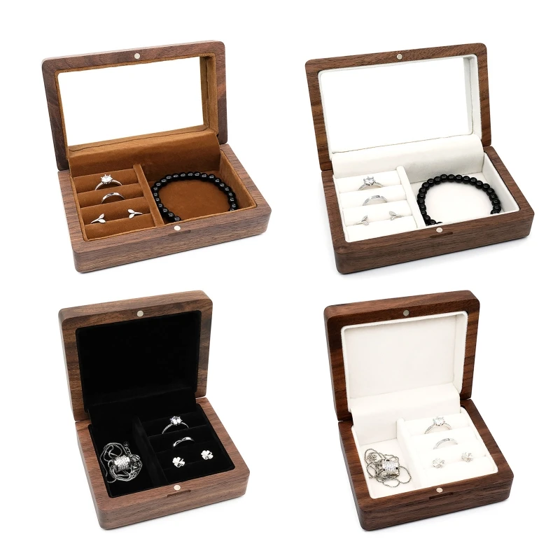

Wood Jewelry Box Mini Organizer Small Wooden for CASE Gift for Men Women Girls