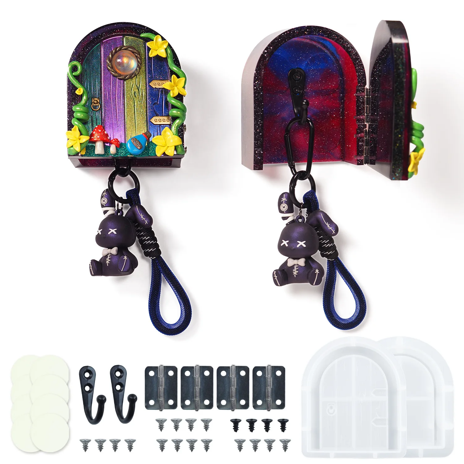 

DIY Crystal Epoxy Resin Mold Wood Door Hook Hut Mirror Silicone Mold