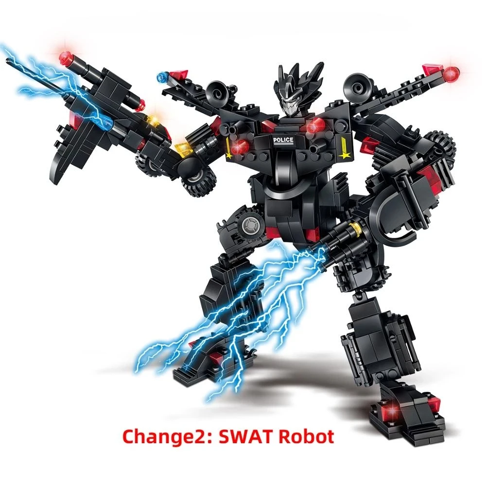 

820PCS SWAT Helicopter Robot Vehicle Building Block Brick Set Compatible with Juguetes Kids Toys Juguetes brinquedos
