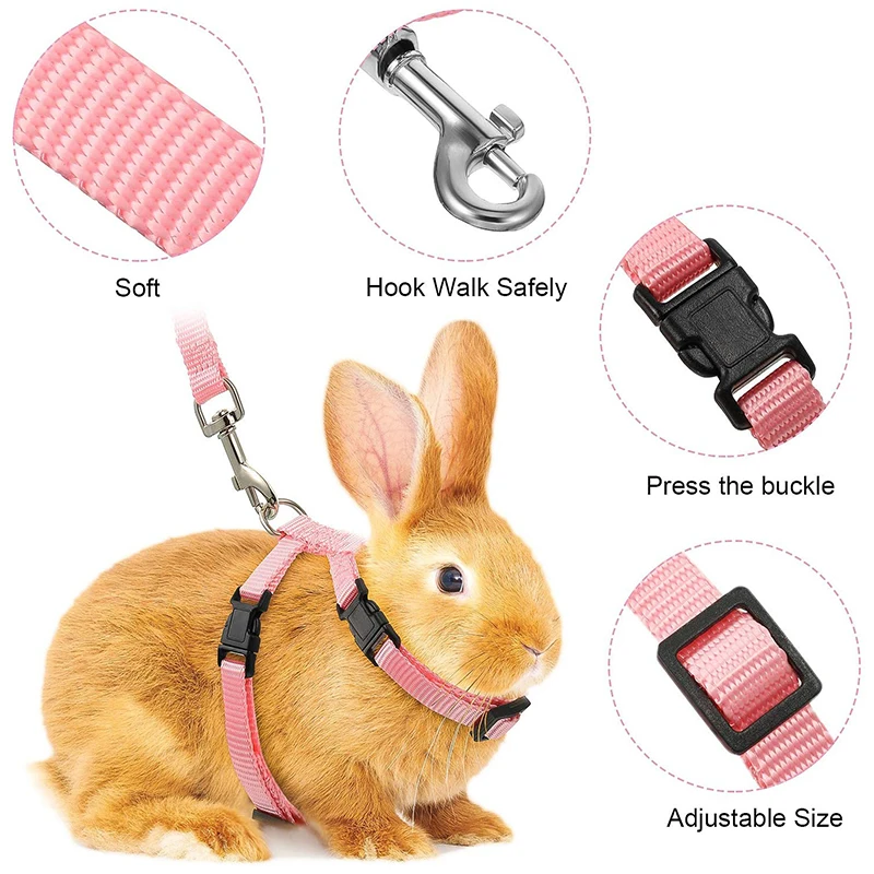 

Bunny Kitten Pet Outdoor Walking Supplies Accessories Rabbit Cat Harness and Leash Set Adjustable Nylon Harnesses Leashes