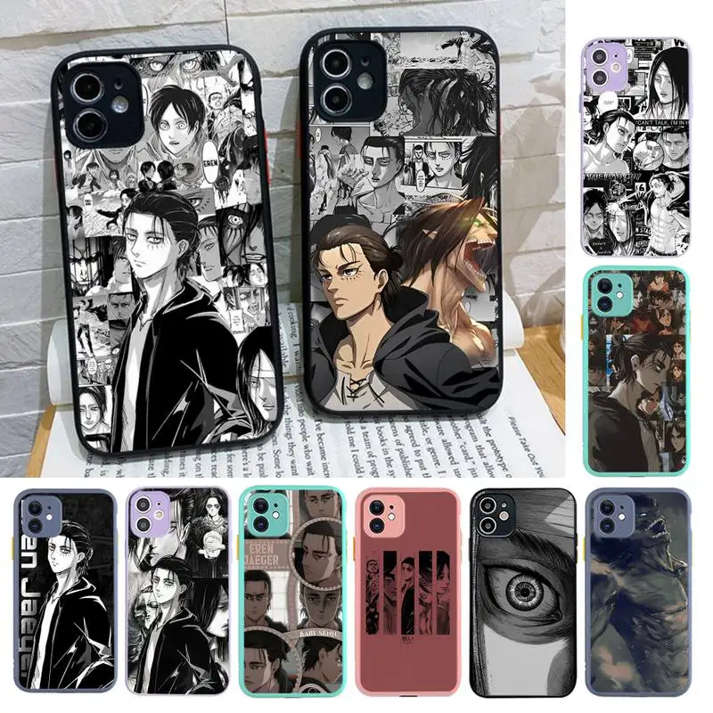 

Eren Yeager A-Attack on T-Titan Anime Phone Case for iPhone X XR XS 7 8 Plus 11 12 13 pro MAX 13mini Translucent Matte Case