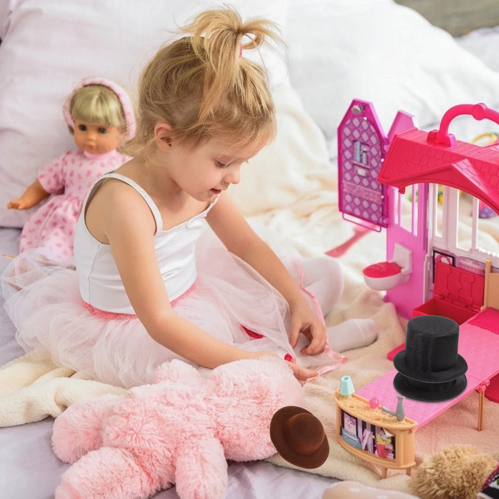 4-х шт. игрушки мини-шляпа крошечная кепка топ Санта-Клауса для поделок черный