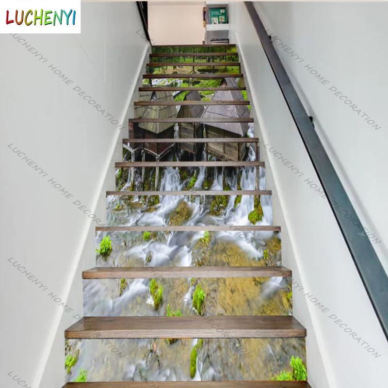 

6 шт. 13 шт./набор, водонепроницаемые самоклеящиеся наклейки для лестницы