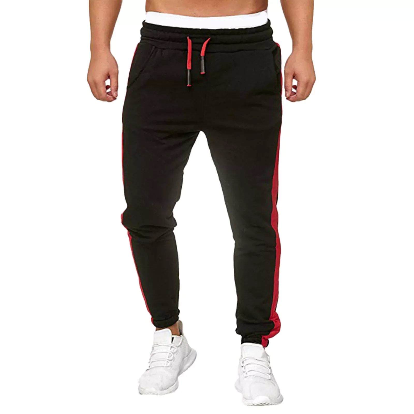 

NEW IN Men's Fashion Pants Splicing Solid Color Sweater Sweatpants Sports Trousers Sportwear Men's clothing