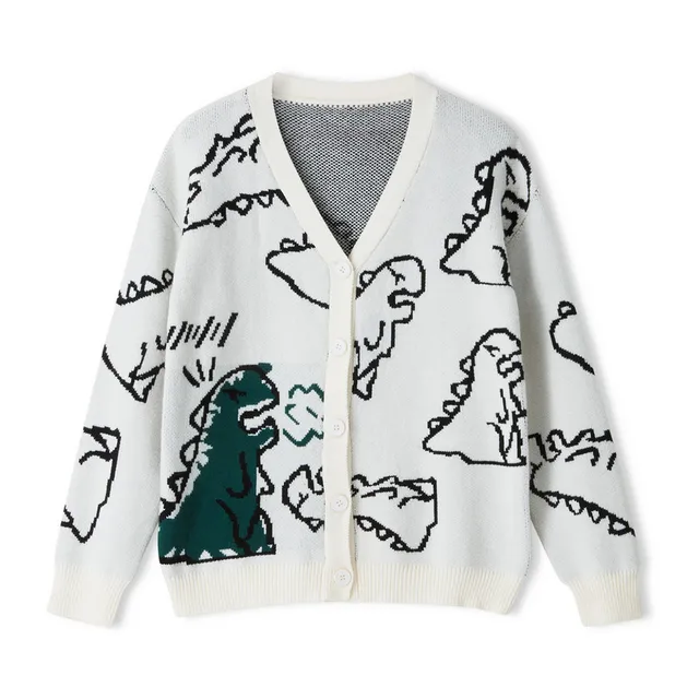 Adults Tops Dinosaur Print Sweater Long 